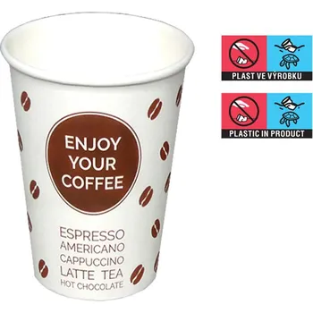 Jednorázové nádobí Kelímek papírový 300/350ml 12oz 80mm ENJOY COFFEE Vending - EU logo - 1000 ks