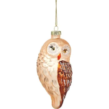 Vánoční ozdoba Sass & Belle Skleněná ručně vyrobená vánoční ozdoba 13 cm Owl zlatá