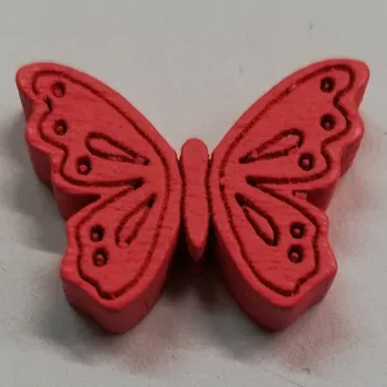 Dětské navlékací korálky Dřevěné korálky - motýlek růžový - 23x18mm - 1ks