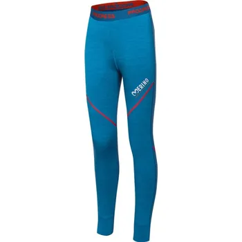 Dětské termo spodky Progress MW SDND petrol melír dětské dlouhé spodky 100% merino vlna - 164-170