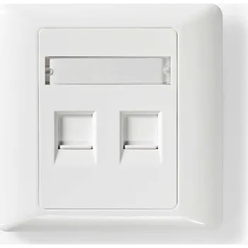 Síťový kabel NEDIS Síťový Keystone Face Plate | Čelní Deska RJ45 | 2 Porty port(s) | ABS | Bílá | Obálka