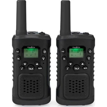 Sluchátka NEDIS Walkie-Talkie Set | 2 sluchátka | Až 6 km | Frekvenční kanály: 8 | PTT / VOX | Až 3 hodiny | Výstup pro sluchátka | 2 Náhlavní soupravy | Černá
