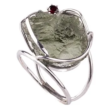 Prsten vltavín - stříbrný prsten (152) Velikost: 61, povrchová úprava: zlacené