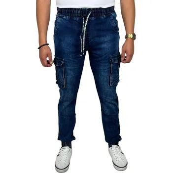 Pánské džíny Vinam Pánské elastické modré džíny s pohodlnou gumou v pase 01 Barva: Modrá, Velikost: 37