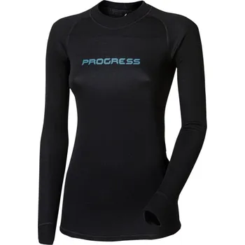 Dámské tričko Progress DF NDRZ Print černá/mint dámské funkční triko dlouhý rukáv - L
