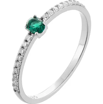 Prsten Bealio BEALIO Stříbrný prsten OVÁLNÝ zelený Velikost prstenu: 63 03-13515-3631