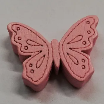 Dětské navlékací korálky Dřevěné korálky - motýlek světle růžový - 23x18mm - 1ks