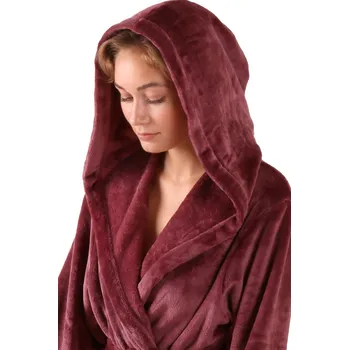 Dámský župan Dlouhý župan s kapucí hřejivý Vestis Siena 31 56 Barva: MAUVE WINE 4853, Velikost: S