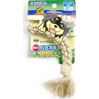 Hračka pro psa Dvouřadý dentální provaz Cop z přírodní bavlny bez barviv S