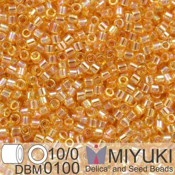 Korálek Korálky Miyuki Delica 10/0. Barva Tr Lt Topaz AB Cut DBM0100. Balení 5g.