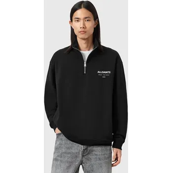 Pánská mikina Bavlněná mikina AllSaints UNDERGROUND pánská, černá barva, vzorovaná, M042NB 99X, vel. XXL