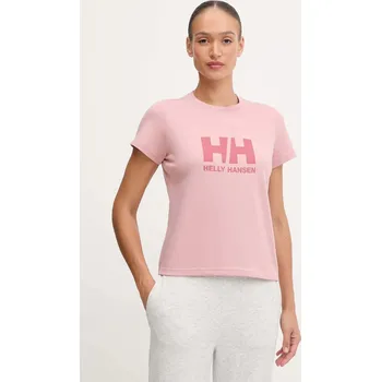Pánská móda Bavlněné tričko Helly Hansen HH LOGO 54593 růžová 39X, vel. XS