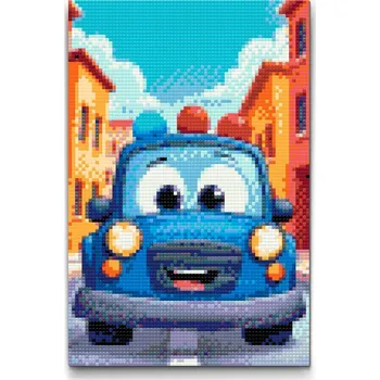 Diamantové malování Diamantové malování - Policejní auto pro děti Velikost: 40x60cm, Rámování: Pouze srolované plátno, Diamanty: Čtvercové