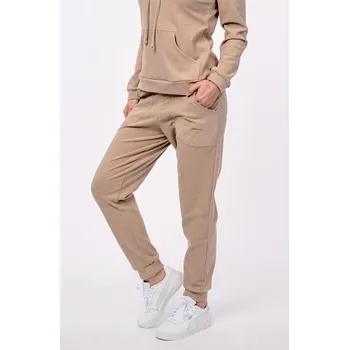 Dámské kalhoty Fleecové latté dámské volnější kalhoty s kapsami 340 délka normální velikost 3XL