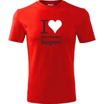Chlapecké tričko Červené dětské tričko I love Slovenský kopov - dárek pro malého pejskaře / pejskařku - barva červená - velikost 12let
