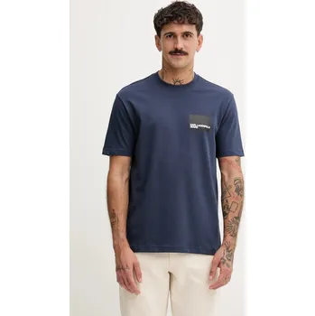Pánské tričko Bavlněné tričko Karl Lagerfeld Jeans A1M17001 námořnická modř 59X, vel. XL