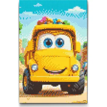 Diamantové malování Diamantové malování - Popelářské auto pro děti Velikost: 20x30cm, Rámování: Pouze srolované plátno, Diamanty: Čtvercové