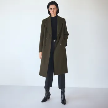 Reserved - Dvouřadý kabát - hnědozelená - UA653-78X - UA653-78X-XS