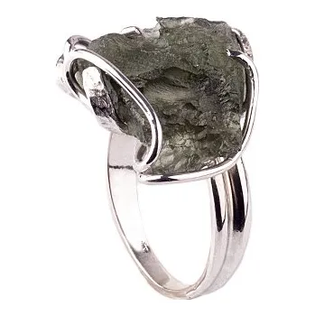 Prsten vltavín - stříbrný prsten (147) Velikost: 57, povrchová úprava: rhodiované