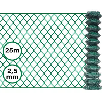 Pletivo Pletivo čtyřhranné bez ND (2,5 mm; 55x55 mm; ZN + PVC, zelené) 25m Výška: 125cm