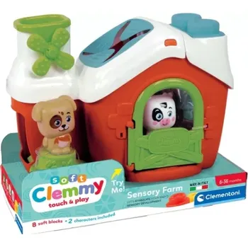 Hračka pro nejmenší CLEMENTONI Soft Clemmy Vkládací senzorická farma s 8 kostkami