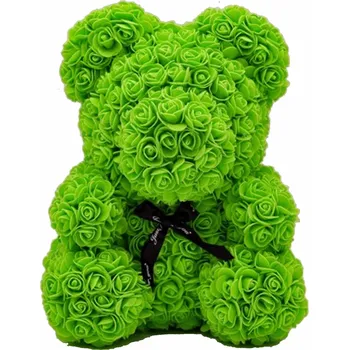 plyšák Medvídek z růží - zelený 40 cm