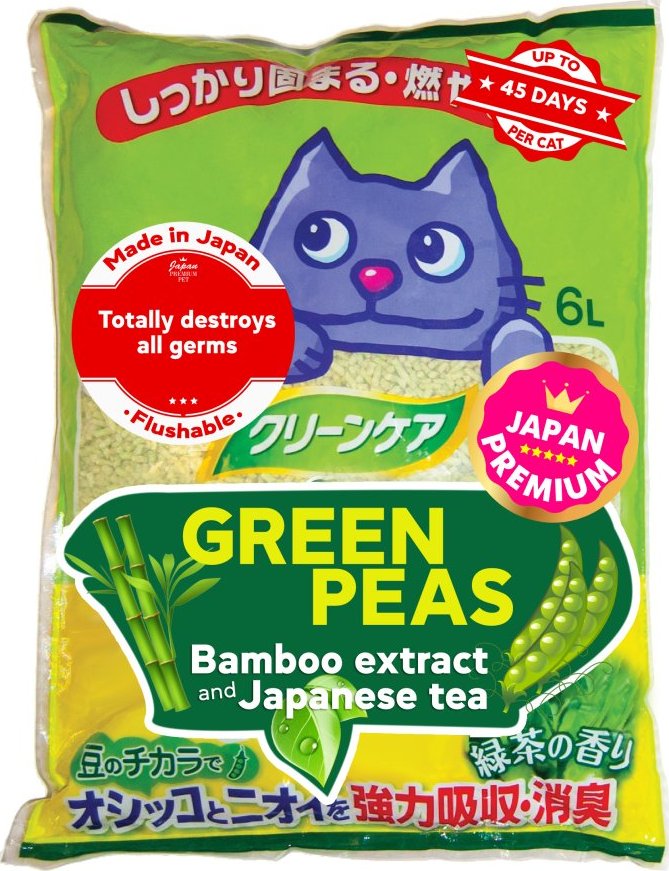 Podestýlka Zelený hrášek s extraktem z bambusu a japonského čaje 6 l