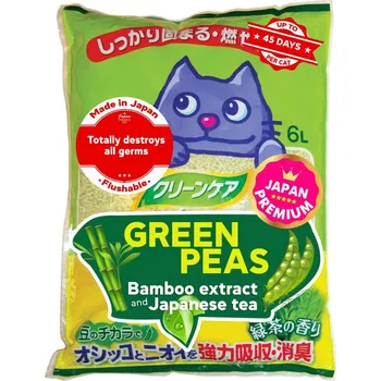 Podestýlka pro kočku Podestýlka Zelený hrášek s extraktem z bambusu a japonského čaje 6 l