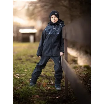 Unuo, Dětské softshellové kalhoty s fleecem Simple, Černá - 152/158