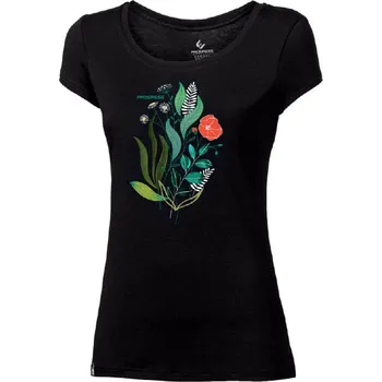 Dámské tričko Progress Liberta Bouquet černá dámské funkční triko krátký rukáv bambus - S