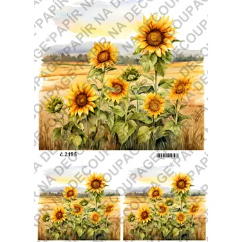 Umělecký papír Rýžový a soft papír na decoupage - Slunečnice, podzim - KB2195 Materiál: Soft, Rozměr: A4