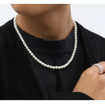 Náhrdelník B-TOP Pánský perlový náhrdelník Temperament Délka: 55 cm
