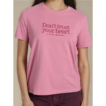 Dámské tričko Sinsay - Bavlněné tričko s nápisem - růžová - 462FG-30X - 462FG-30X-S