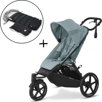 Kočárek Cybex Avi Spin Stormy Blue + fusak a rukávník JOMK Northern Black