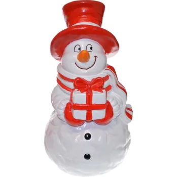 Zahradní dekorace Zahradní postava - Sněhulák s dárkem