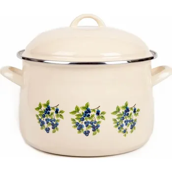 Hrnec Smaltovaný hrnec s květinovým vzorem – Trnky + poklice, objem 5,5 litry, průměr 22 cm