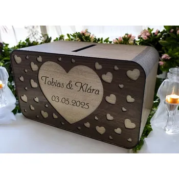 Svatební dekorace Svatební truhla na peníze - XXL srdíčka