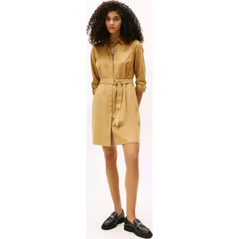 Dámské šaty Tommy Hilfiger dámské košilové šaty hnědé L