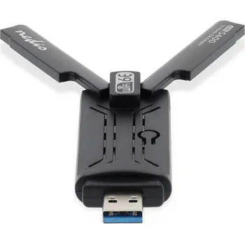 Síťový prvek NEDIS síť Dongle | Wi-Fi | AX5400 | 2.4/5/6 GHz (Triple Band) | USB3.0 | Celková rychlost Wi-Fi: 5400 Mbps | Windows 10 / Windows 11