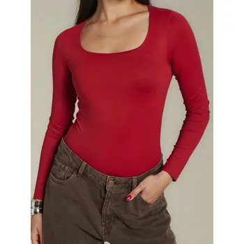 Body Sinsay - Body s dlouhými rukávy - burgundy - 487EU-83X - 487EU-83X-S