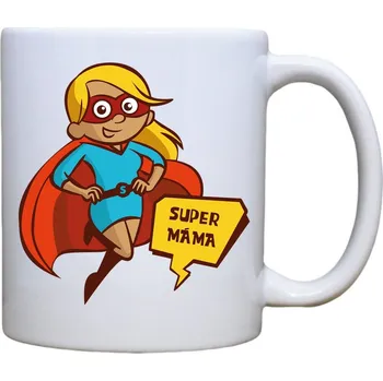 Keramický hrnek s potiskem Super máma Objem a motiv: 400 ml červený uvnitř