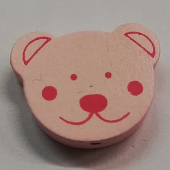 Dětské navlékací korálky Dřevěné korálky - medvídek světle růžový - 25x20mm - 1ks