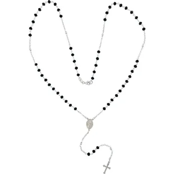 Náhrdelník Stříbrný růženec s onyxy velikost 55