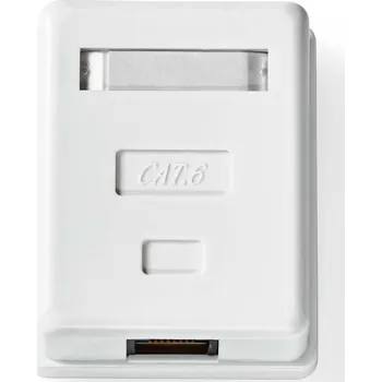 Elektrická zásuvka NEDIS Síťový nástěnný box | Na zeď | 1-Port port(s) | UTP CAT6 | Přímý | Zásuvka | Pozlacené | PVC | Bílá | Box