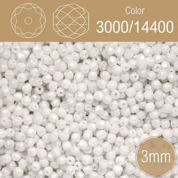 Módní doplněk Korálky BROUŠENÉ 3mm. Barva 3000/14400 neprůhledná bílá s listrem. Balení 150Ks.