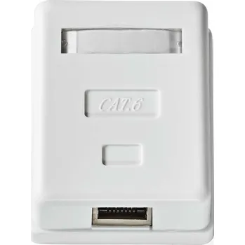 Elektrická zásuvka NEDIS Síťový nástěnný box | Na zeď | 1-Port port(s) | STP CAT6 | Přímý | Zásuvka | Pozlacené | PVC | Bílá | Box