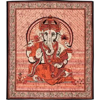Přehoz na lůžko Přehoz na postel indický Ganesh červený 220 x 210 cm