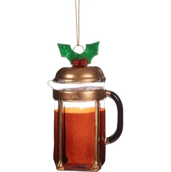 Vánoční ozdoba Skleněná ručně vyrobená vánoční ozdoba ø 5,5 cm Christmas Cafetiere – Sass & Belle ID_1738328