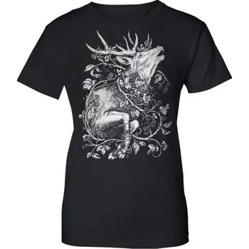 Dámské tričko Naav JELEN, dámské tričko černé, druidská kolekce