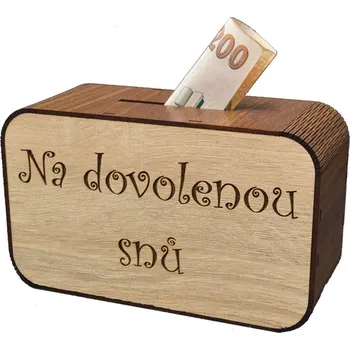 Pokladnička Dřevěná pokladnička s nápisem - Na dovolenou snů